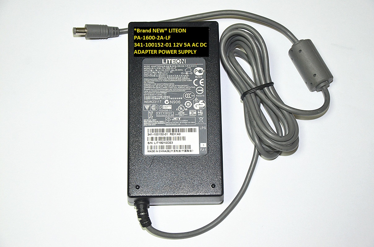 *Brand NEW* 12V 5A AC DC ADAPTER LITEON 341-100152-01 PA-1600-2A-LF POWER SUPPLY